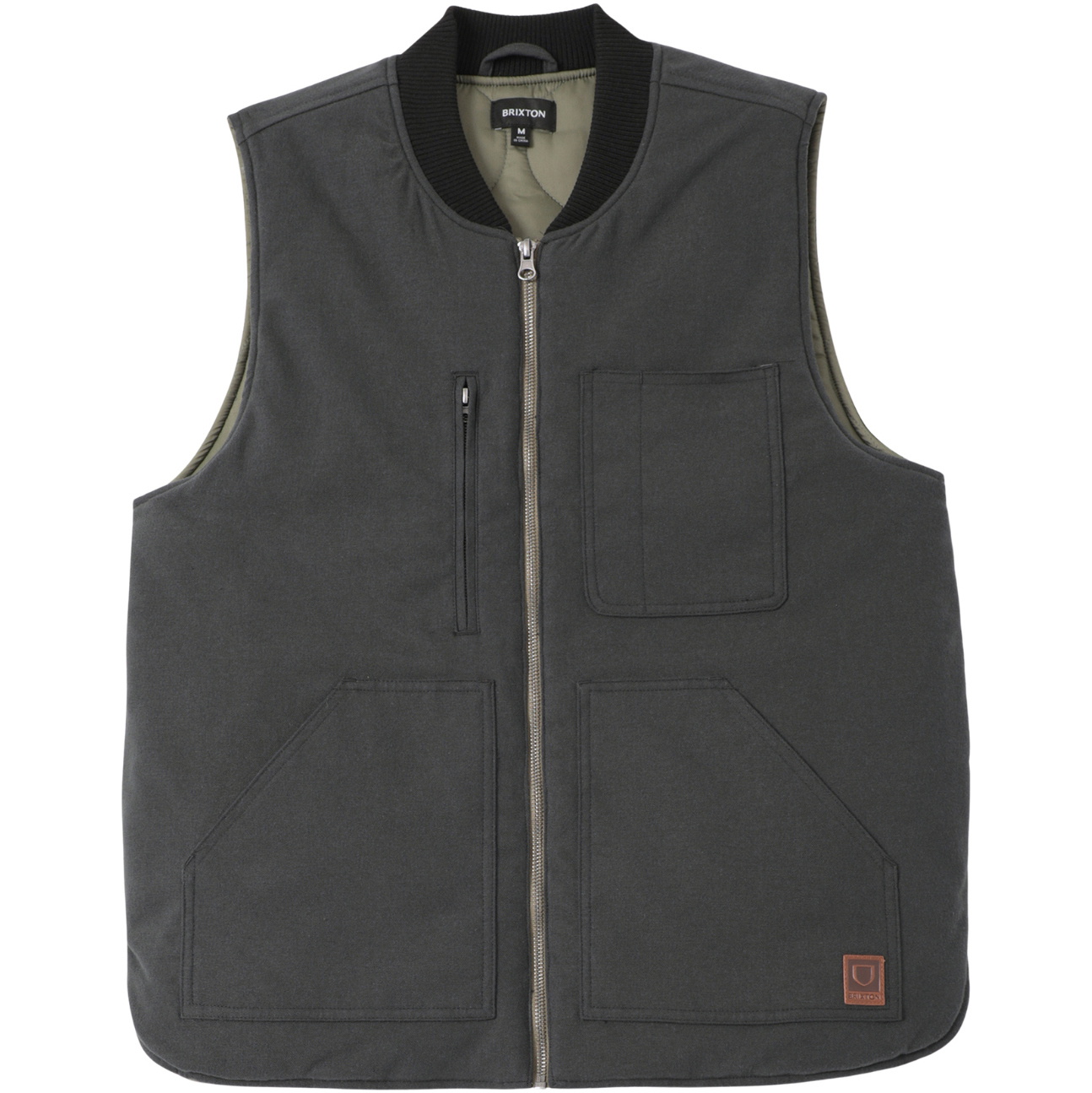 2026 Brixton Mens Builders Abraham Reversible Vest 03412 - Black / Olive Surplus